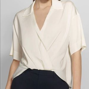 Theory twist blouse in stretch silk (Ivory). Brand new with tags!
